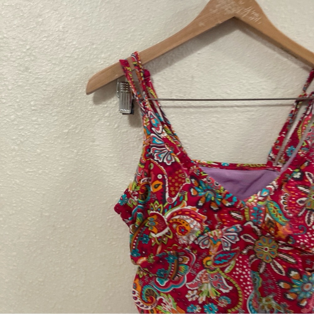 Athleta Tankini Top Swinsuit  Paisley Red Floral Print 36 B/C - Picture 6 of 15